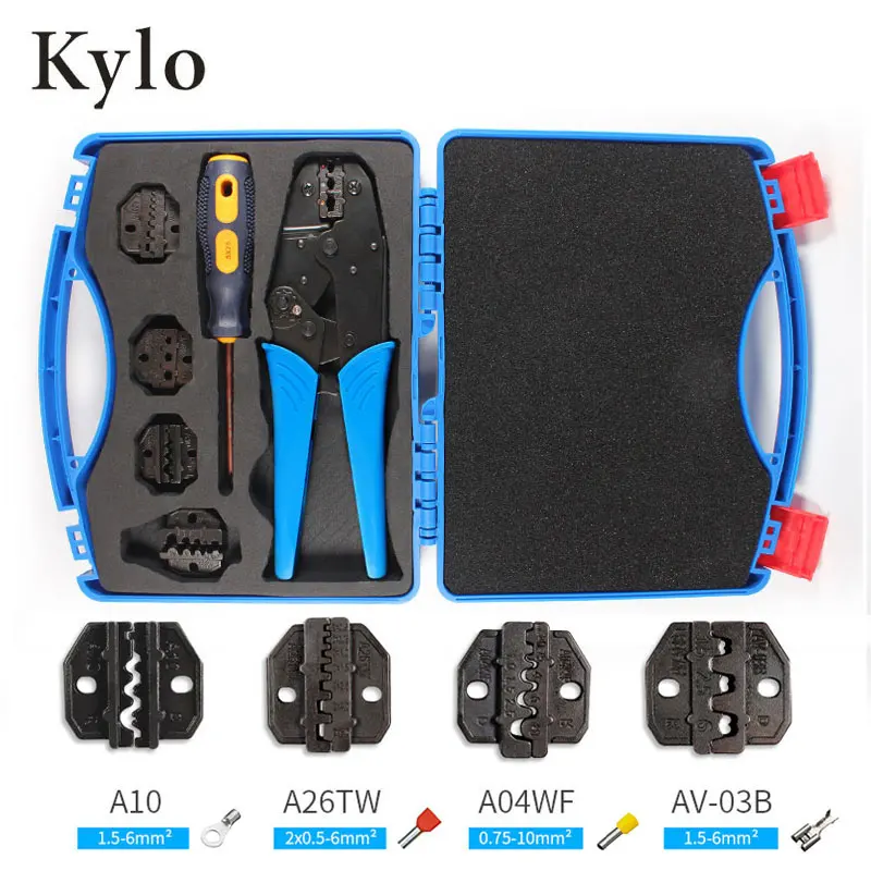 

Professional Crimping Tool Wire Crimpers Multifunctional Engineering Ratcheting Terminal Crimping Pliers sets with 4 jaws