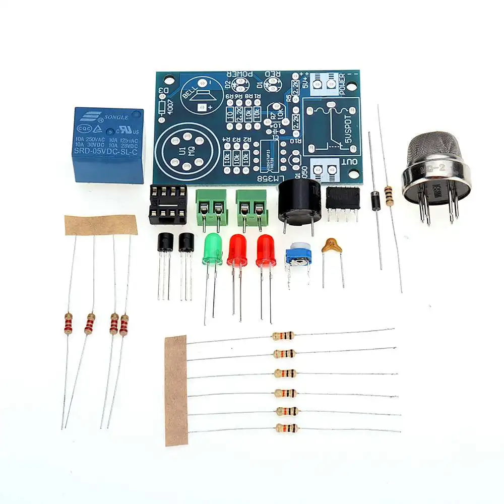 DC5V-6V MQ-2 датчик дыма электронный DIY комплект LM358 интегрированный чип детектор природный газ сигнализации компоненты комплект плата модуля