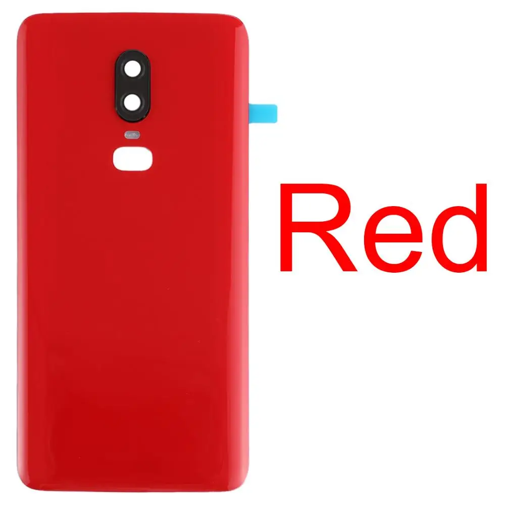 Red Для ONEPLUS 6 гладкая поверхность задняя крышка батарейного отсека для OnePlus 1+ 6 шесть с Замена объективов камеры - Цвет: Red