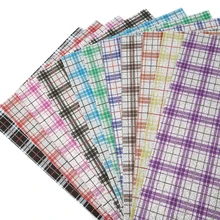 Клетчатые узоры напечатаны тонкий блеск синтетическая кожа ткань искусственная кожа листы 20*34 см для сумки серьги DIY, 1Yc9196