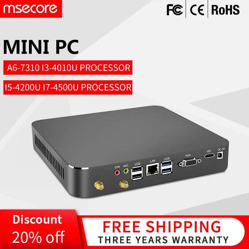 MSECORE Intel Core i3 i5 i7 Mini PC Windows 10 Industrial Pc Linux Barebone System Itx Pc Desktop Computer HTPC HDMI VGA WiFi