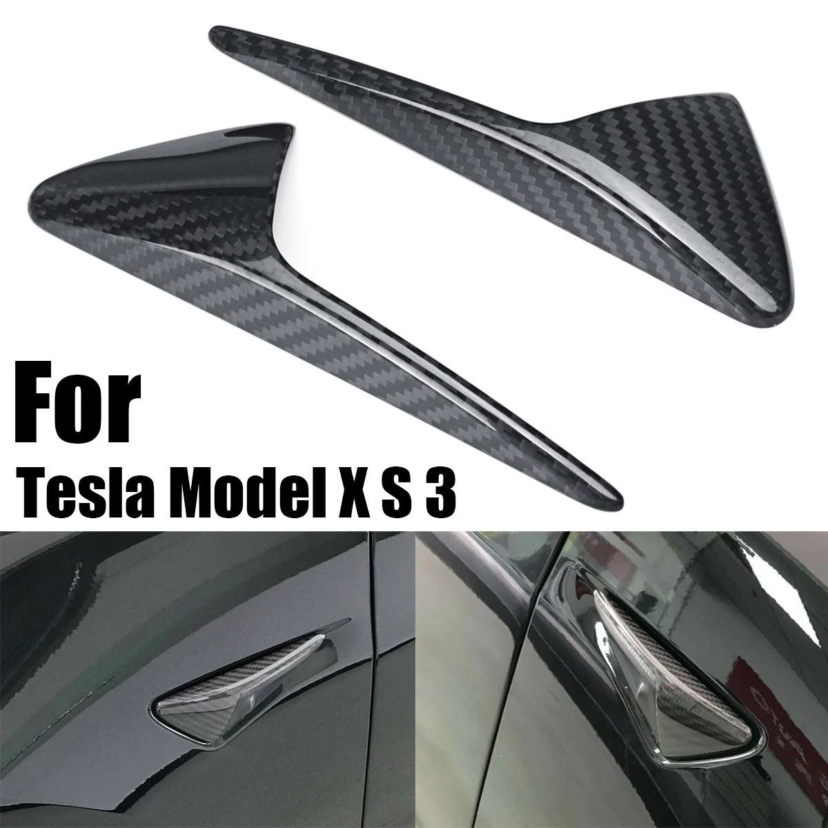 Для Tesla модель X модель S модель 3 2013- карбоновая боковая камера крыло маркер крышка боковая решетка