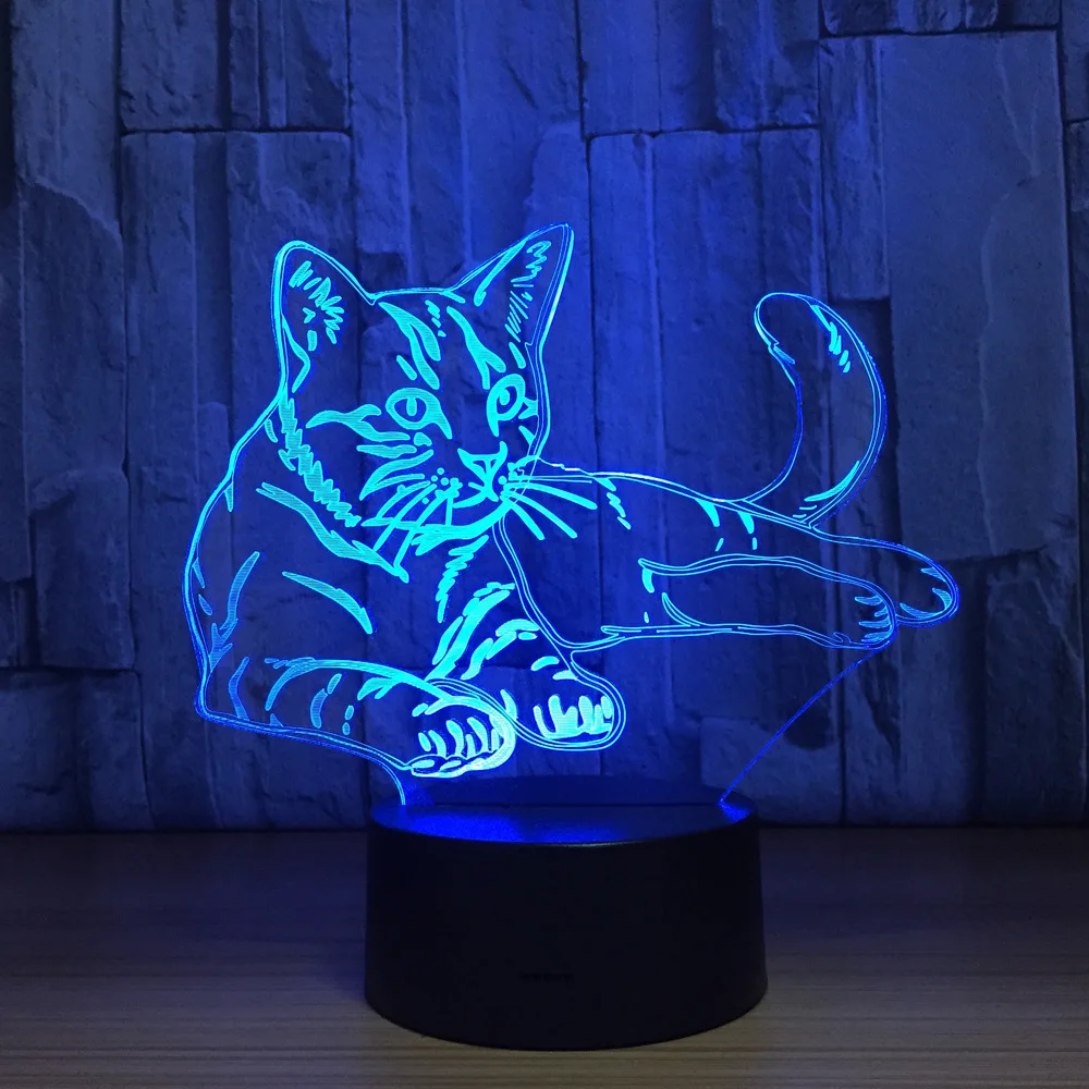Кошка 3D ночник сенсорный выключатель светодиодный лампа в форме животного 7 цветов USB Иллюзия настольная лампа домашний декор как дети игрушки для вечеринки в честь Дня Рождения лучший подарок