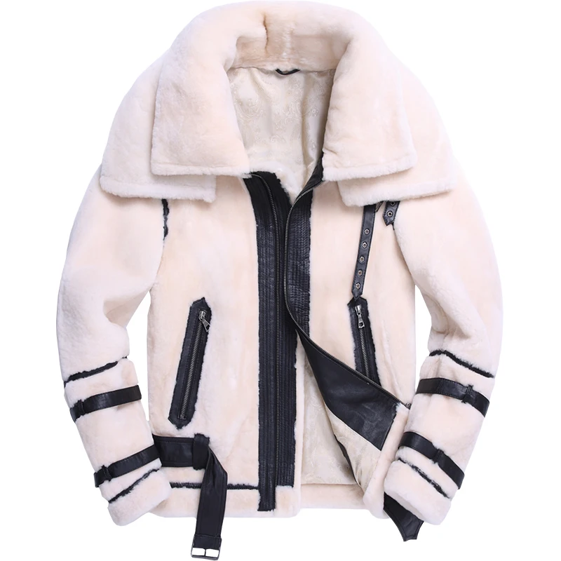 

Natural Real Fur Coat Winter Men Clothes 2020 100% Genuine Leather Jacket Sheep Shearling Bomber Jackets Coats Hiver 899