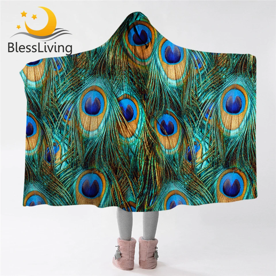 Peacock Feather Throw Blanket