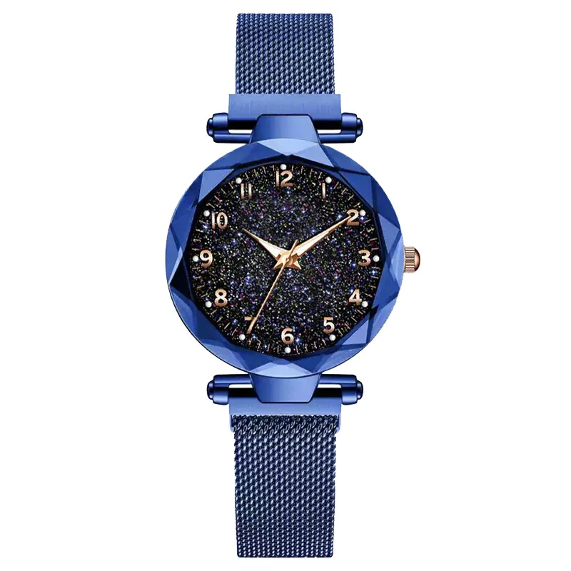 ЖЕНСКИЕ НАРЯДНЫЕ часы, магнитные, звездное небо, женские наручные часы, Роскошные, розовое золото, женские кварцевые часы, подарки для женщин, reloj de mujer - Цвет: 3-blue