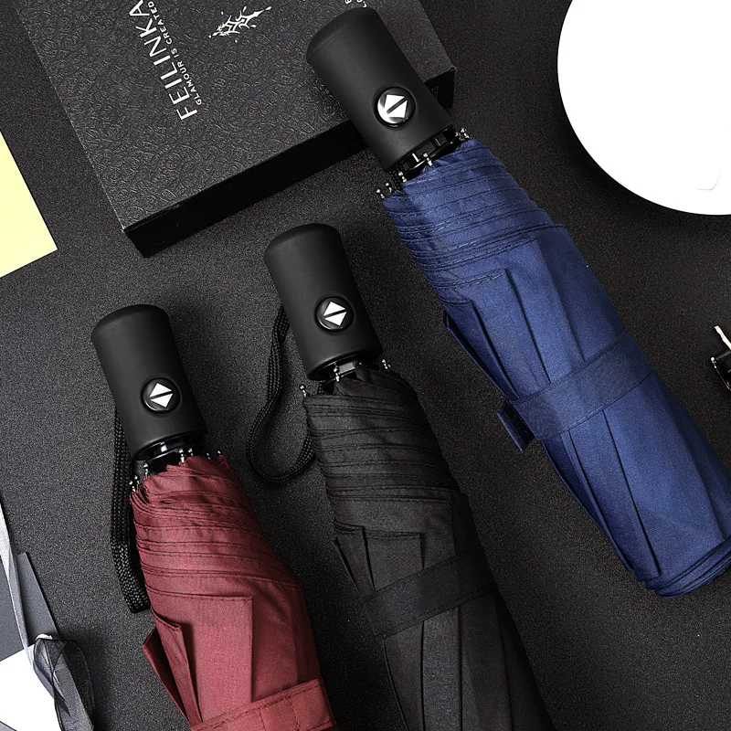 Fully Automatic 8 Bones Folding Women Umbrella Light Portable Large Windproof Rain Business Umbrella Gift Parasol Men Children