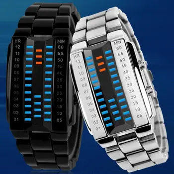 

Fashion Youth Sports Watches Waterproof Electronic Second Generation Binary LED Digital Unisex New Watch Alloy Wrist Strap Watch