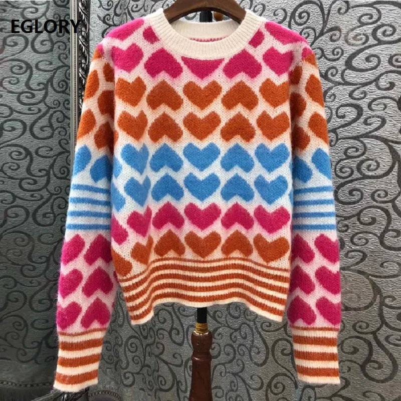 

New Arrival Sweaters 2019 Autumn Winter Casual Pullovers Women Sweetheart Patterns Knitting Long Sleeve Sweaters Ladies Jumper