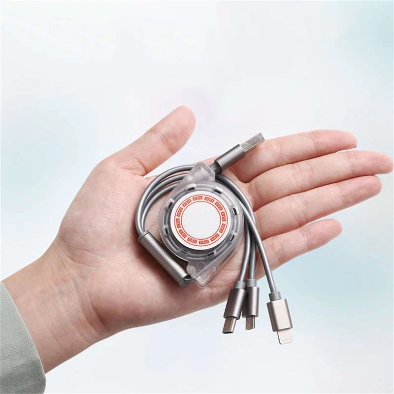 

Retractable Multi Portable 3 In 1 USB Charging Cable 3A Fast Charging Cable For Apple IPhones Android Micro USB/Type C Cables