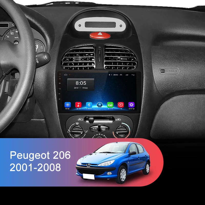 Excellent Junsun V1 2G + 32G Android 9.0 For Peugeot 206 2001 - 2008 Car Radio Multimedia Video Player Navigation GPS 2 din dvd 1