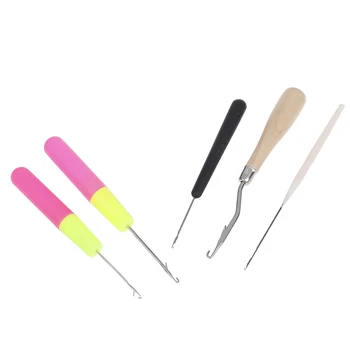 

5pcs/Set Plastic & Wood Hair Weaving Crochet Needles Dreading Hooks Dreadlock Tool For Braid Craft Styling Tool