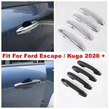 

Outside Car Door Pull Doorknob Handle Protection Cap Cover Trim Fit For Ford Escape / Kuga 2020 ABS Chrome / Carbon Fiber Look