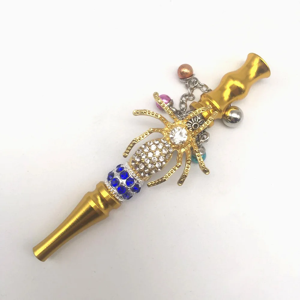Pink Women Bling Shiny Butterfly Animal Jewelry Ball Handmade Inlaid Blunt Holder Shisha Hookah Detachable Mouthpiece Tips