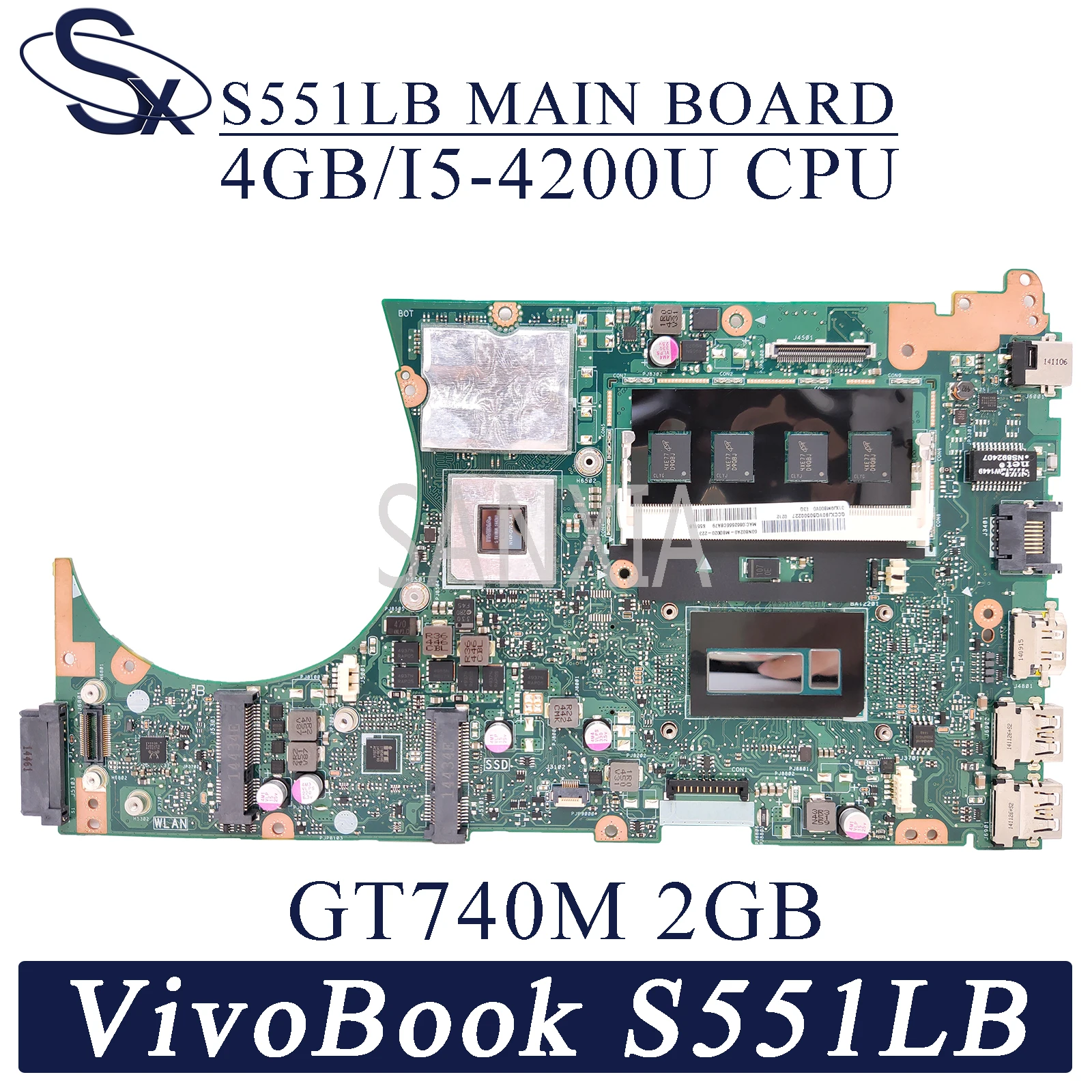 KEFU S551LB материнская плата для ноутбука ASUS S551LN S551L оригинальная 4GB RAM I5 4200U GT740M