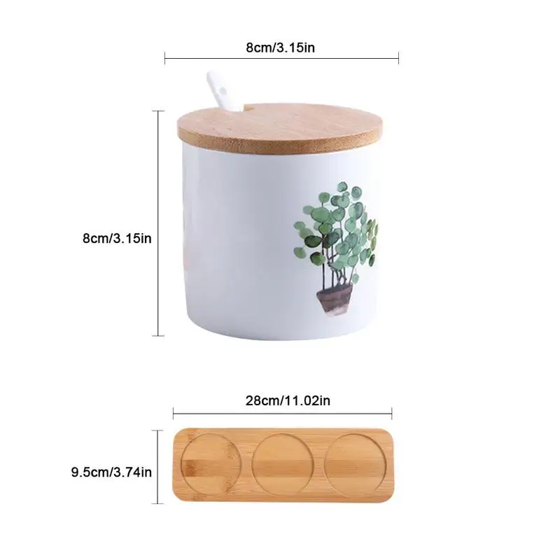 Kitchen Supplies 3PCS/Set Ceramic Seasoning Bottle Spice Jar Set Nordic Creative Home Green Planting Spice Box Quick Delivery