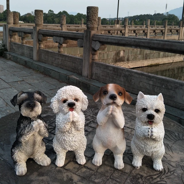 Kültéri Aranyos Kölyökkutya Macska Gyanta Szobor Díszek Kert Erkély Gyep Szobrászat Kézműves Villa Udvari Park Figurák Dekoráció