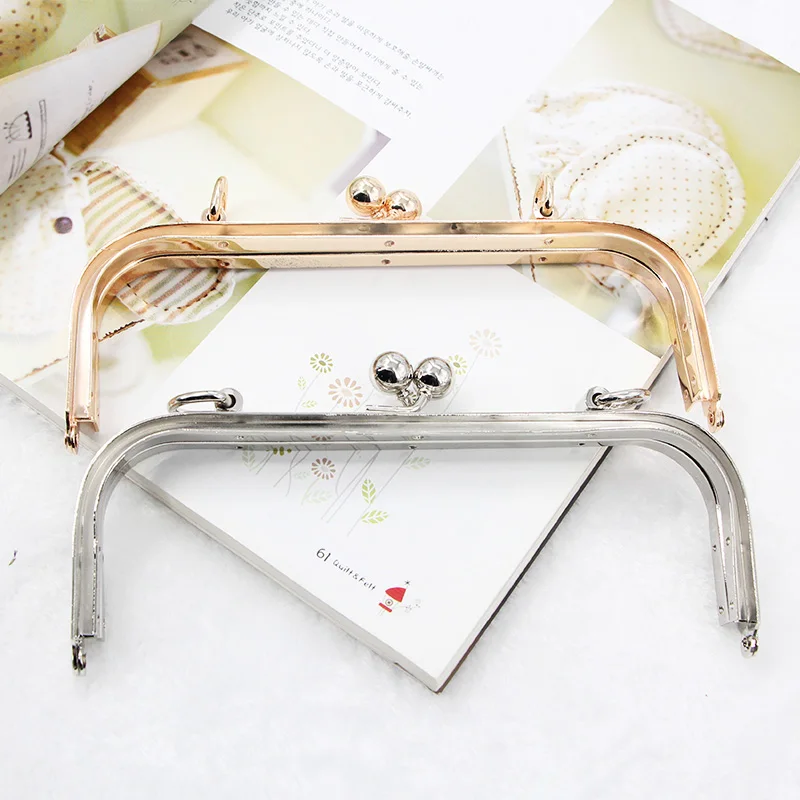 

Hardware Accessories 18cm Manual DIY Luggage Accessories Silver Gold Metal Purse Frames Handle Clasp For Handbags Purse Frame