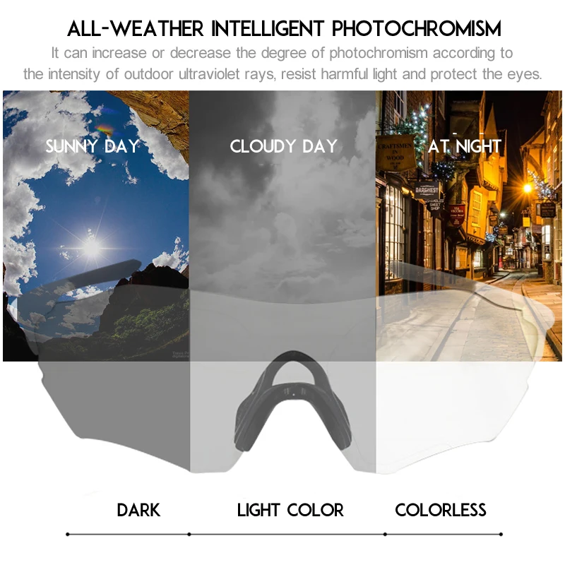 Photochromic Cycling Sunglasses Mountain Bike Goggles Cycling Eyewear Bicycle Sunglasses Cycling Glasses
