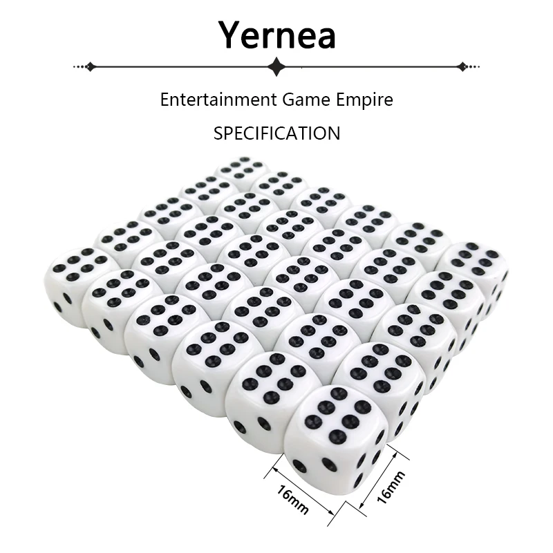 50/100/200 Pcs/Lot 16mm Dice Set White Black Point Drinking Dice Acrylic White Round Corner D6 Points Club Party