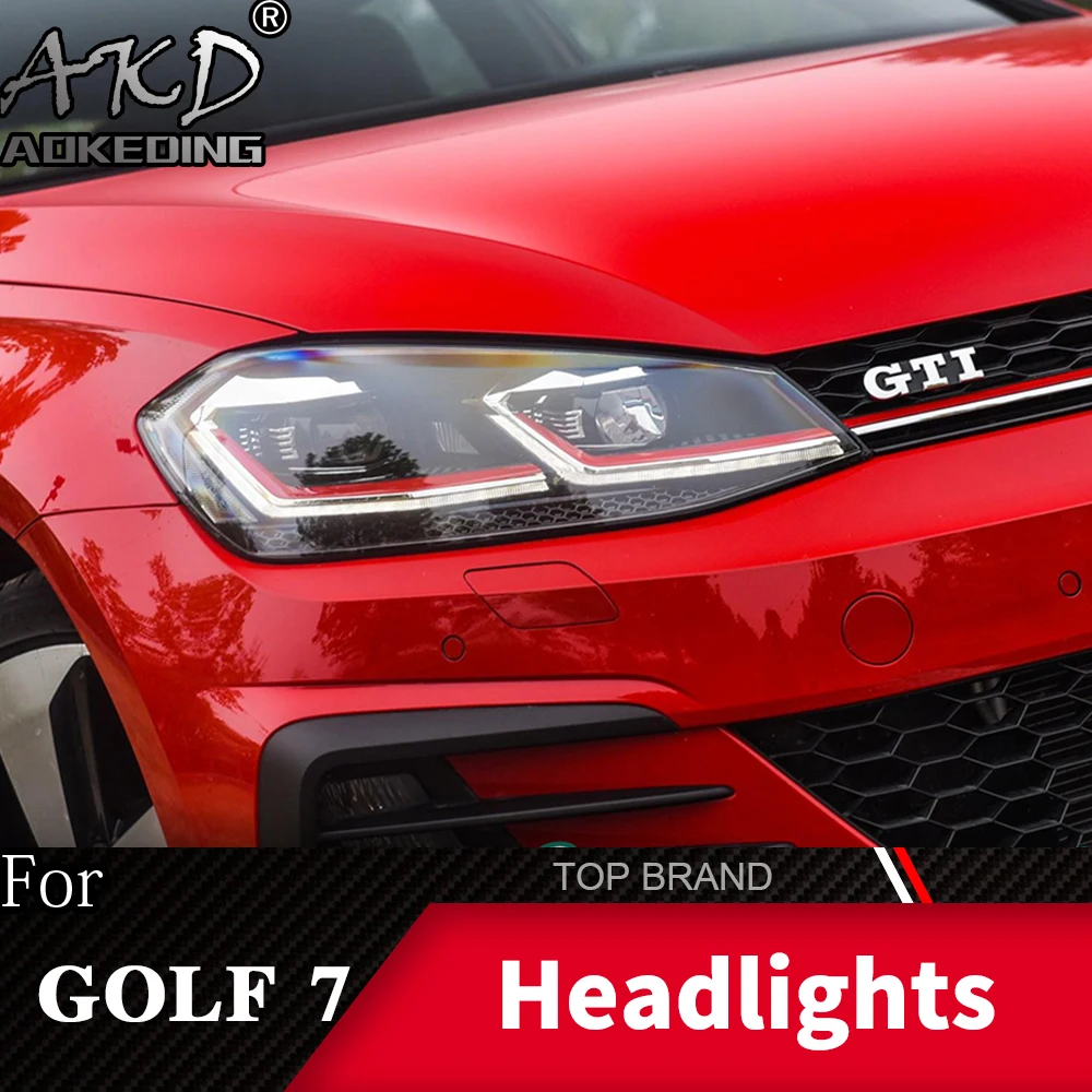 

Head Lamp For VW Golf 7 MK7 Headlights Golf 7.5 R LINE Design Fog Lights Day running light H7 LED Bi Xenon Bulb Car Accessories