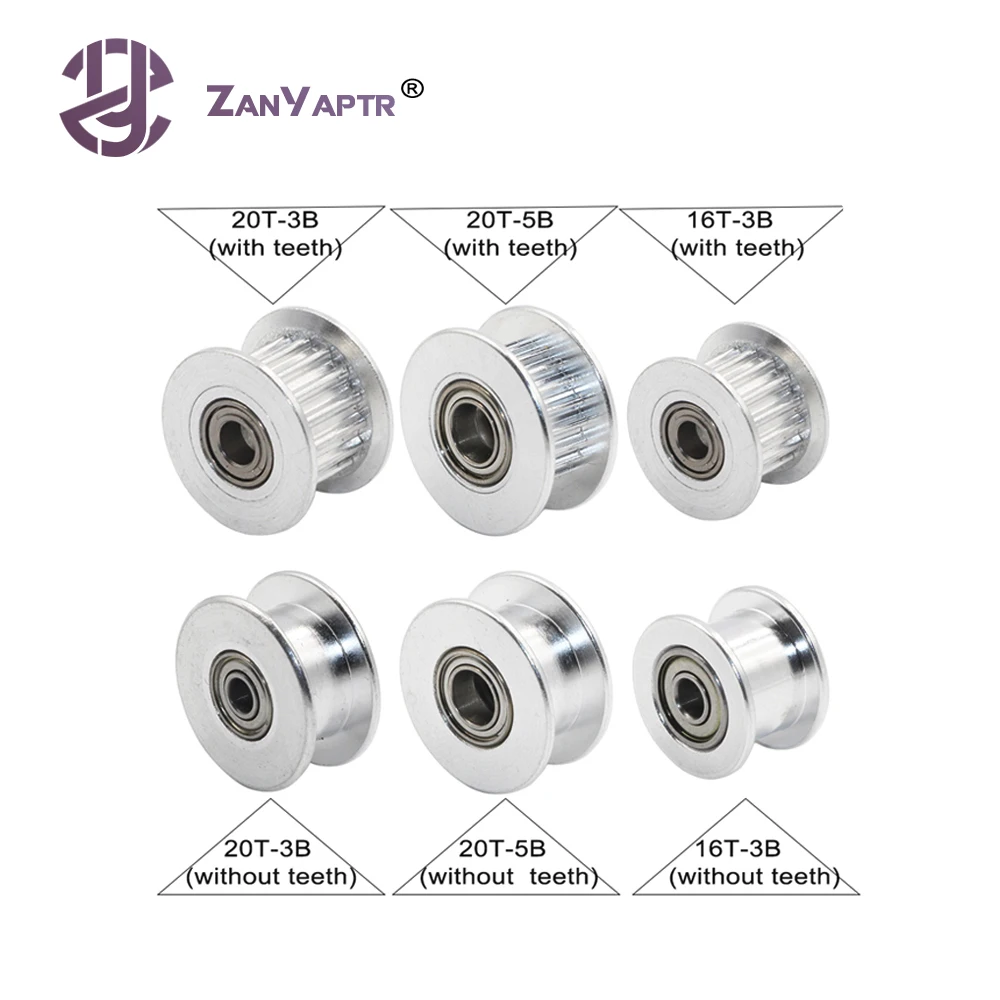 gt2-pulley-20-16-with-teeth-or-without-teeth-pulley-timing-gear-bore-5mm-3mm-for-gt2-belt-width-6mm-for-3d-printer