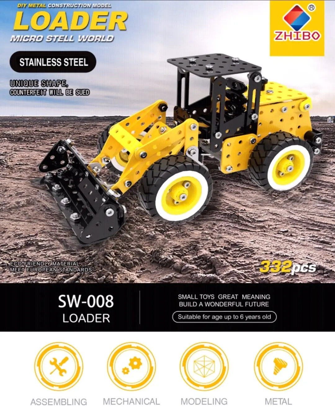 

DIY Stainless Steel Car Loader 332PCS Alloy Assembly Building Blocks Intelligence Puzzle Toy For Children