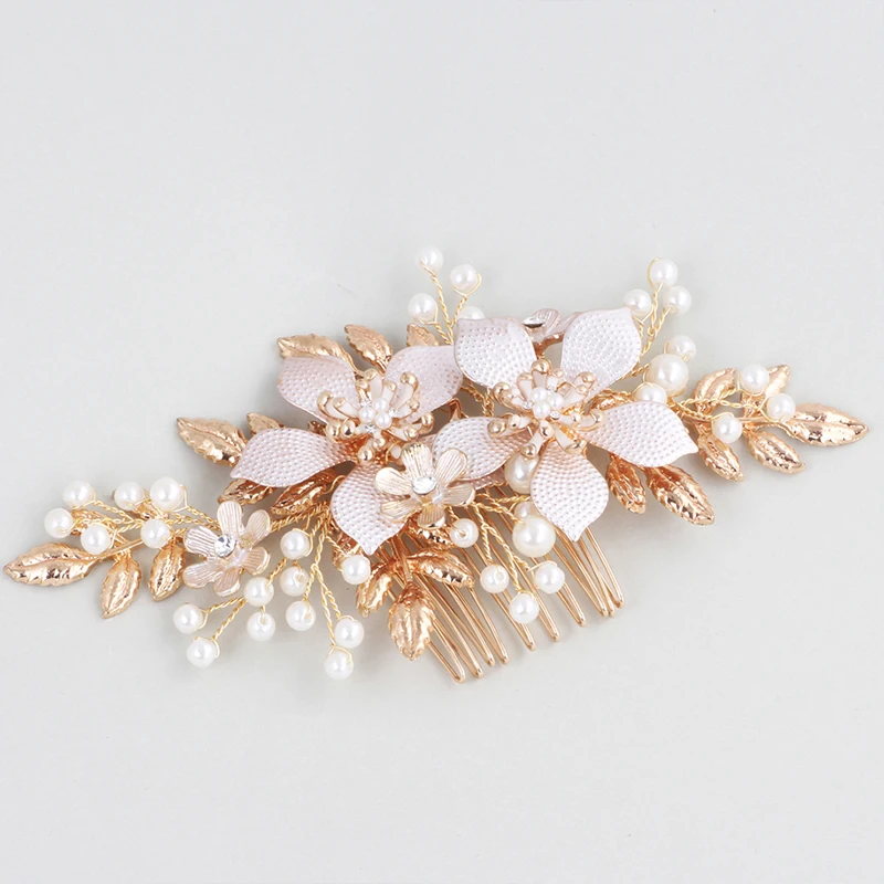 Trendy Wedding Hair Accessories Hair Comb Pearl Headdress Bridal Flower Comb woman Tiara Prom Handmade ornaments hair accessory hair headdress bridal headwear hair comb