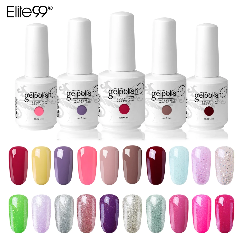 

Elite99 15ml UV Gel Varnish Nail Polish For Manicure Top Base Coat Needed Gellak Semi Permanent Hybrid Nails Art Gel Nail Polish