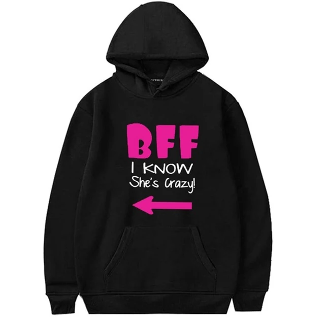 bff hoodies Women Best Friends Graphic Hoodie Casual Outwear BFF Matching Friends Hooded Unisex Sport Sweatshirt Pullover Tops