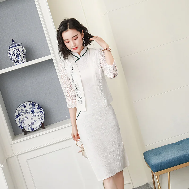 Летний женский хлопковый льняной короткий Qipao с 3/4 рукавом Китайский винтажный китайский женский халат со стоячим воротником, с цветочным принтом сексуальный Цветочный Принт Vestidos S-3XL