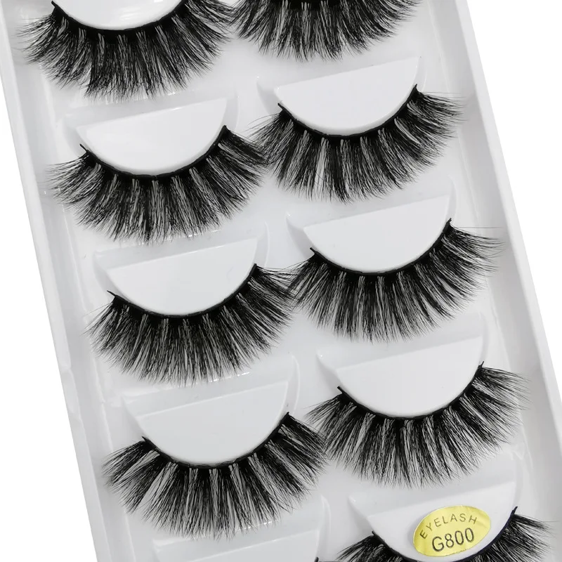 

MIOFIA 5 Pair Mink Eyelashes 3d lashes Natural False Eyelashes / Thick Eyelash Extension Supplies Eye Makeup G800