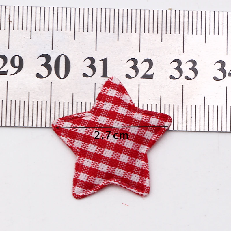 50 PCS Red Scottish Checked Fabric Christmas star party wedding Diy decoration gift packing home decoration Applique Accessories