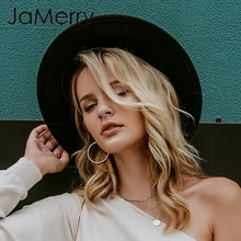 JaMerry винтажная шерстяная Фетровая Шляпа Fedora с широкими большими полями, женская элегантная Осенняя Зимняя шляпа-федора, одноцветная шляпа от солнца, женские шляпы