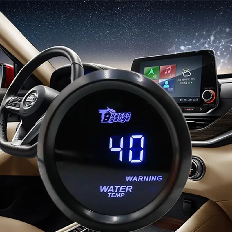 

12V 52MM Blue LED Light Digital Car Motor Water Temperature Gauge Water Temp Auto gauge Black Shell Celsius / Fahrenheit