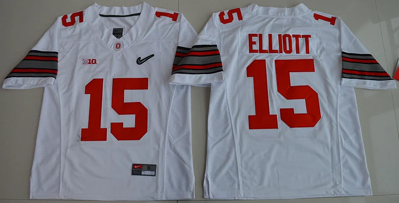 Ohio State Buckeyes Ezekiel Elliott 15 Diamond Quest-белый размер S, M, L, XL, 2XL, 3XL ДЖЕРСИ