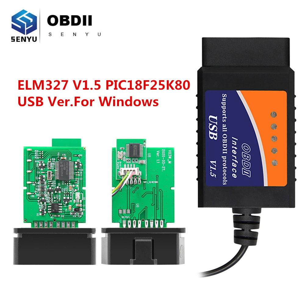 Автомобильный диагностический сканер ELM327 V1.5 OBD2 инструмент для чтения кодов с USB