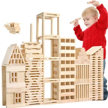 

100-300 pieces Log Tower Game Building Wooden Blocks Children's Toys Training Hand Ability Parent-child interaction Toy Kids EDU