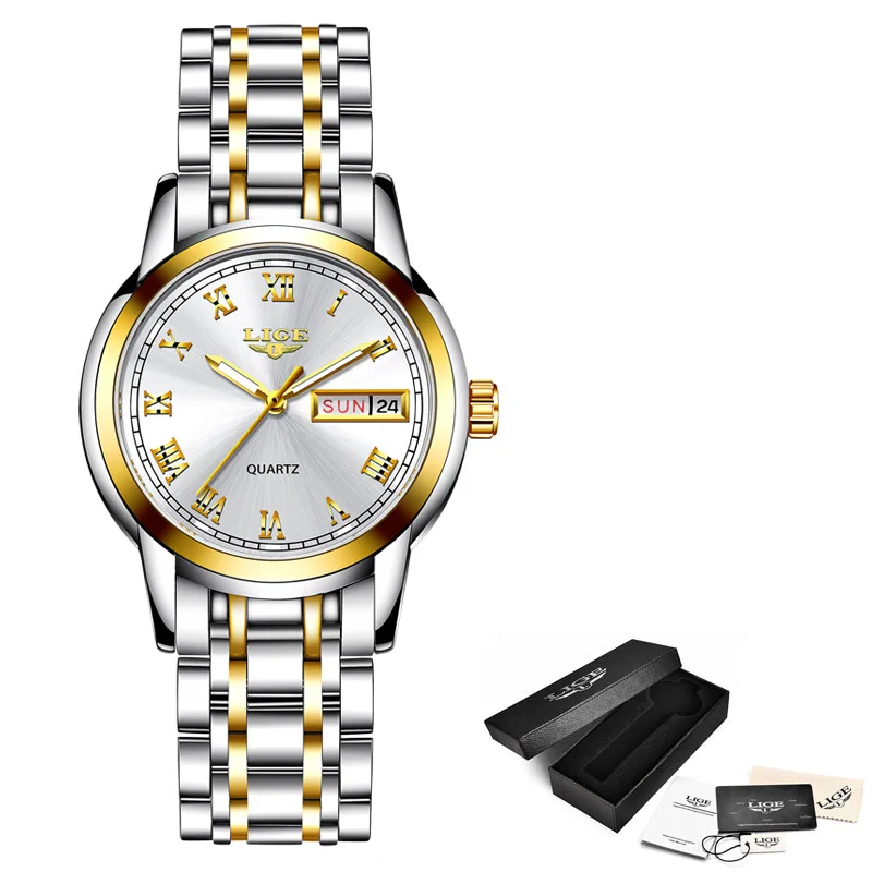 LIGE 2023 New Gold Watch Women Watches Ladies Creative Steel Women's Bracelet Watches Female Waterproof Clock Relogio Feminino
