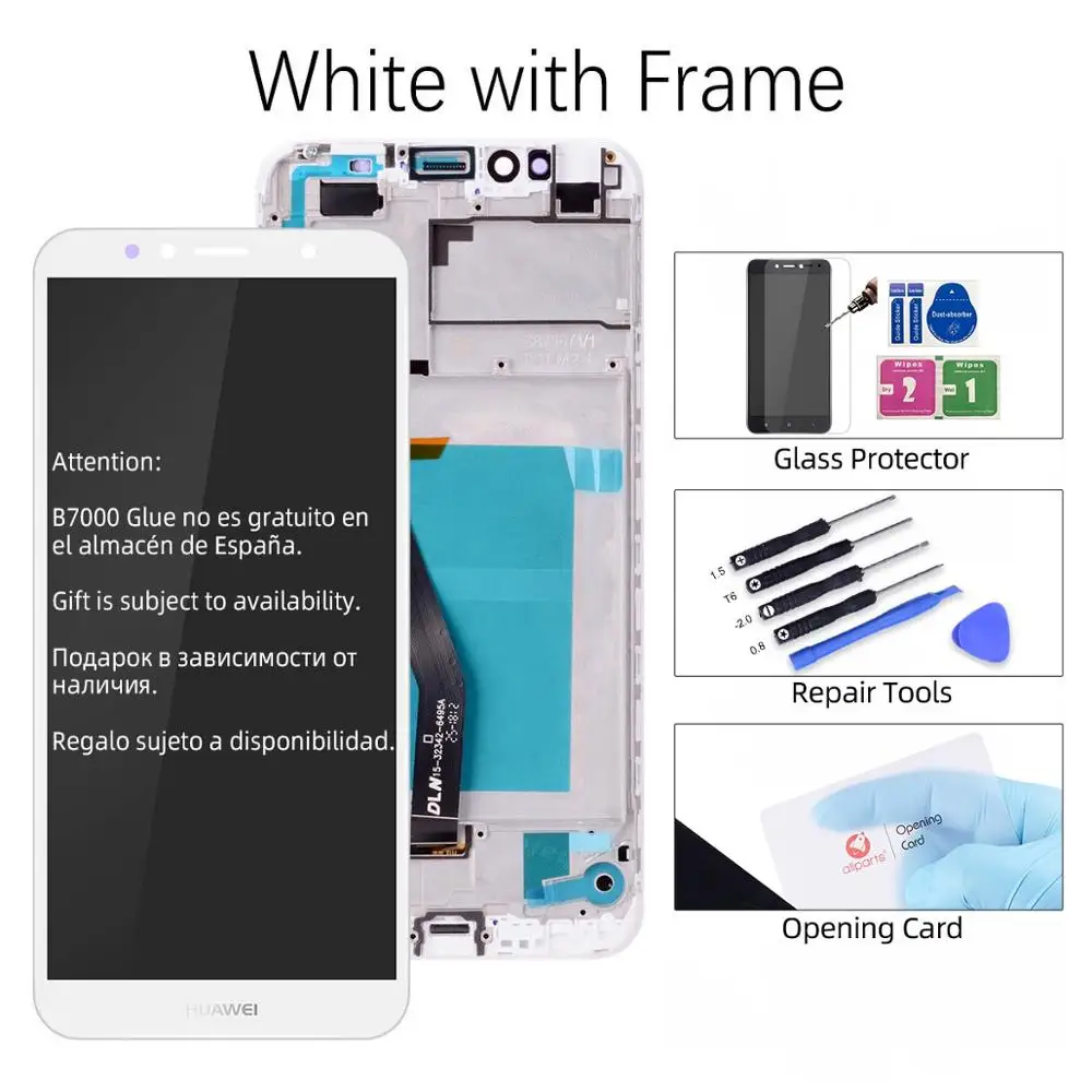 White with Frame Дисплей для Huawei Y6 Y6 Prime atu-l31 LCD в сборе с тачскрином 5.7'' черный белый - Цвет: White with Frame