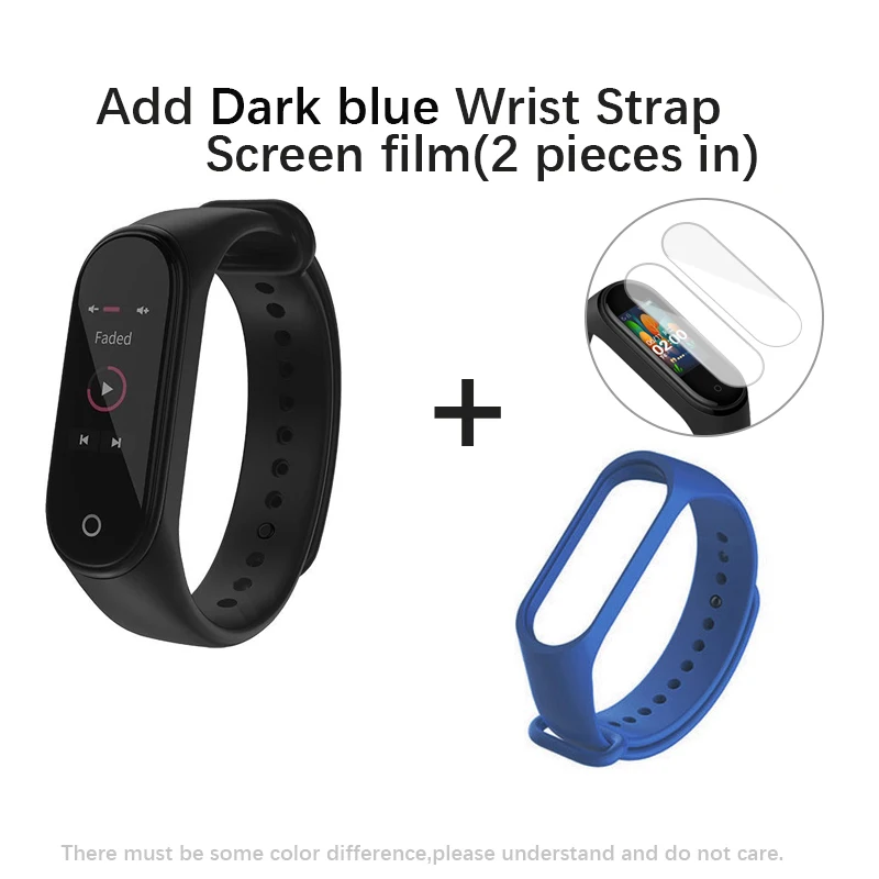 Глобальная версия Xiaomi Mi группа 4 Смарт Браслет miband 4 Фитнес отслеживание сердечного ритма браслет 3 цвета активно-матричные осид, Сенсорный экран 135 мАч - Цвет: Add Dark blue Strap