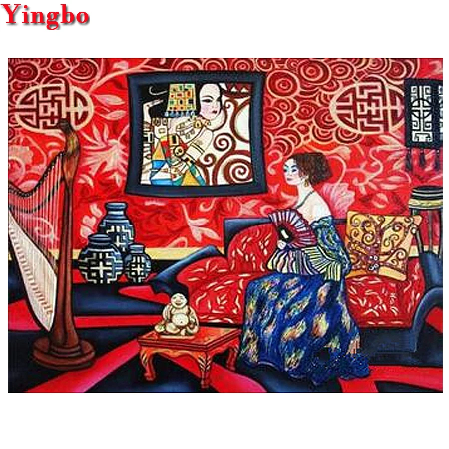 Стразы картины 5D Diy Алмазная картина Gustav Klimt полностью квадратная Женская вышивка