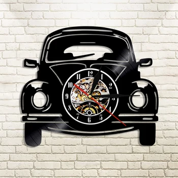 

12" Car Design Vintage Vinyl Record Wall Clock Automotive LED Light Modern Design Home Decoration Gift For Driver