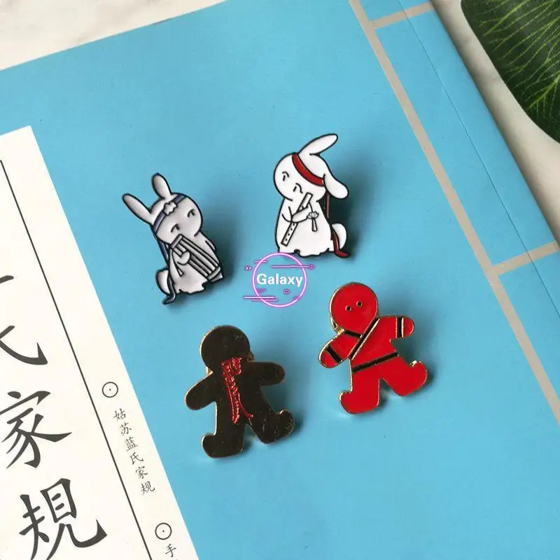 

Grandmaster of Demonic Cultivation Chen Qingling Wei Wuxian Lan Wangji Brooch Badge Pin Rabbit Paper Men Set Cosplay Prop Gift