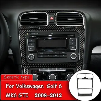 

3pcs Car styling Carbon Fiber Dashboard Centre console frame Cover Sticker For Volkswagen VW Golf 6 MK6 GTI 2008-2012