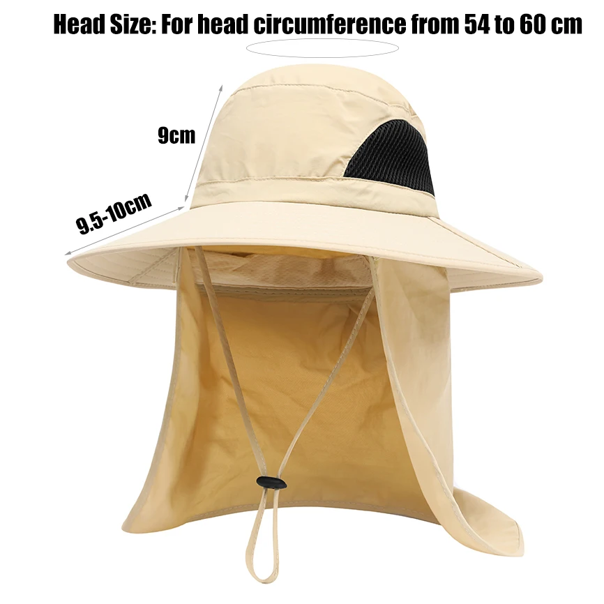 Unisex Bucket Hat Neck Cover Flap Sun Boonie Wide Brim Fishing Camo Outdoor  Cap