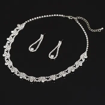 

2020 Hot of the new design and high quality wedding the bride gifts ms crystal rhinestone necklace earrings suit jewelry #N103