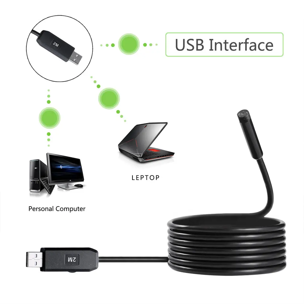 1/9 CMOS VGA 7 мм объектив водонепроницаемый USB эндоскоп провод камера 6 светодиодный регулируемый 2 м/5 м/7 м кабель 640*480 USB2.0/1,1 черный