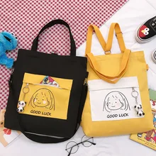 Новинка, женская сумка через плечо, большая вместительность, Студенческая сумка-мессенджер, многофункциональная, для девушек, из парусины, Эко сумка для покупок