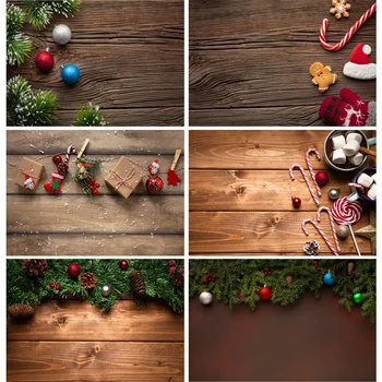 

SHENGYONGBAO Christmas Backdrop Wood Board Light Winter Snow Gift Star Bell Art Fabric For Photo Studio Background 20826SD-03